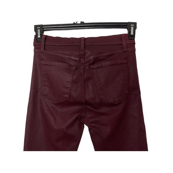 J Brand Alana Coated Claret Maroon Raw Hem Zipper Skinny Pants Womens Size 26 - Picture 5 of 15